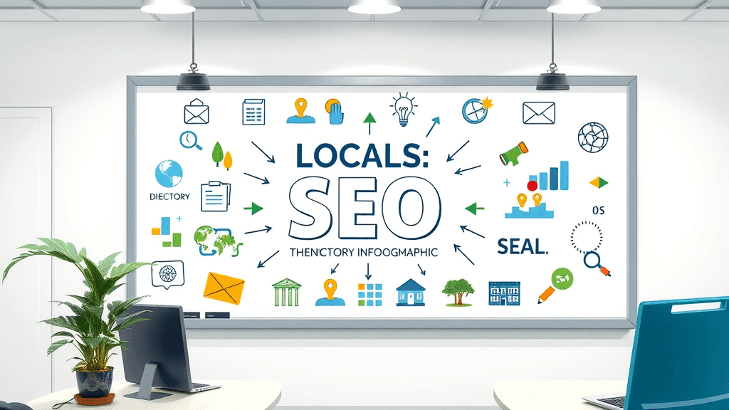 Infographic showing core local link building strategies, directories, internal links, citations, local SEO structure