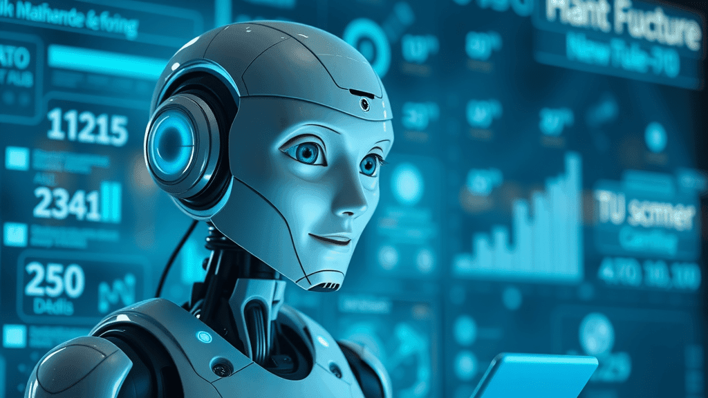 Futuristic AI chatbot avatar assisting customer, demonstrating automated customer service via chat