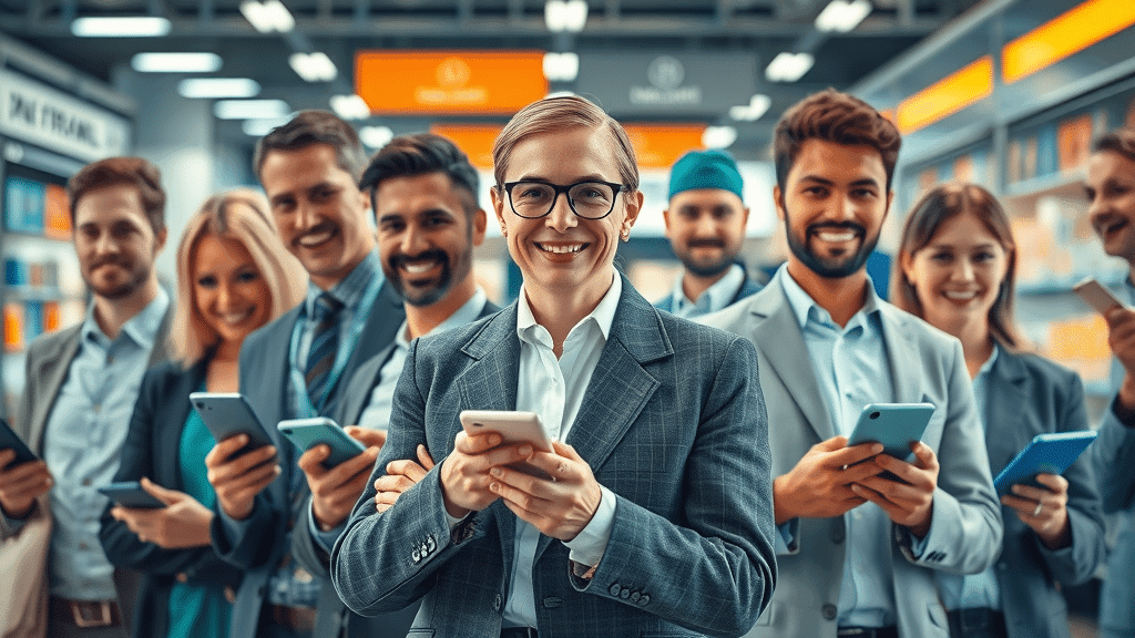 Industry representatives showcasing chatbot use in retail, finance, healthcare, and travel