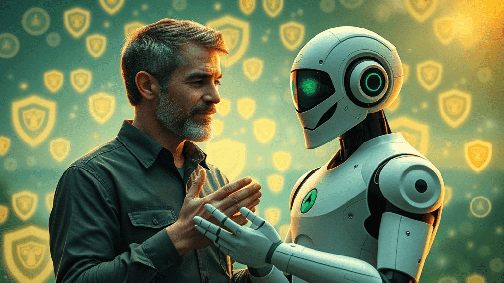 User and chatbot avatar having a secure, friendly, trust-building conversation