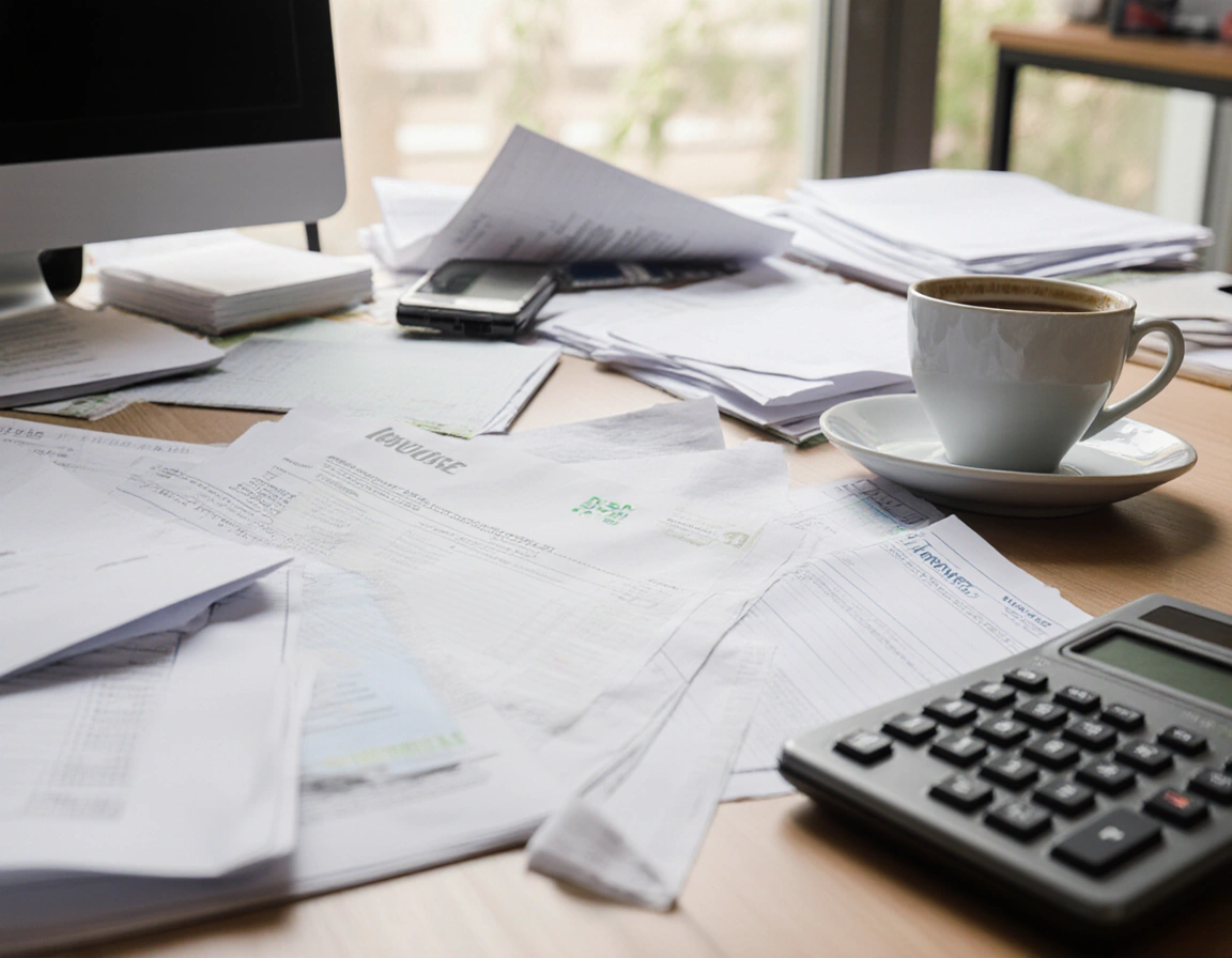 Messy desk with invoices symbolising lost revenue before hiring a fractional CMO in the UK