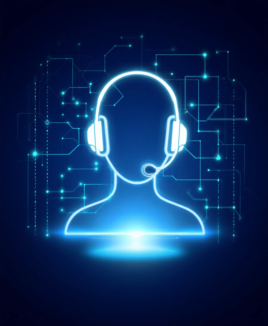 AI receptionist with headset handling phone calls for UK small businesses