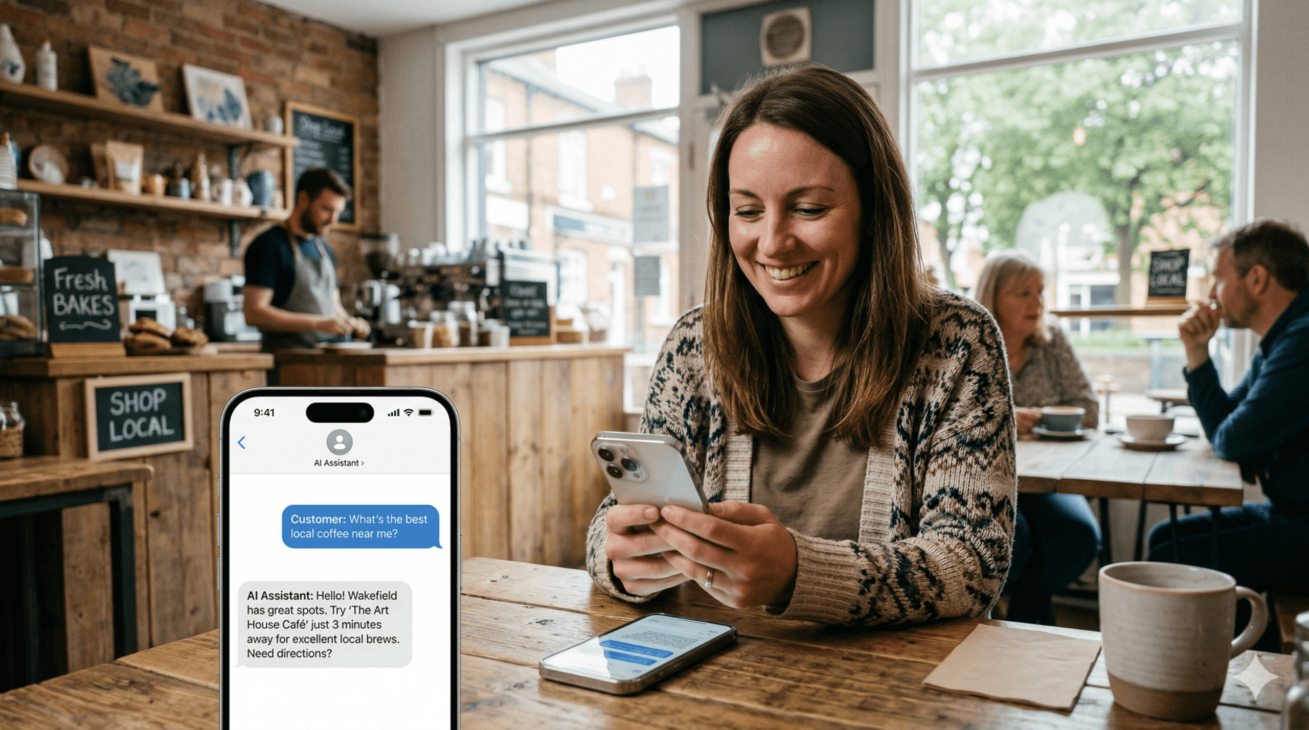Customer using AI chat conversation for instant business response