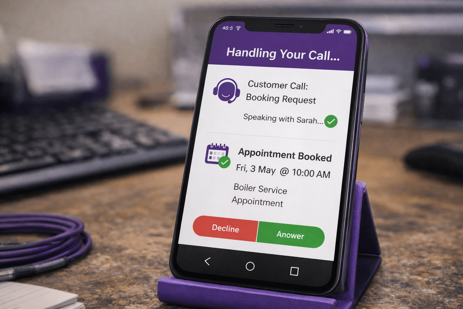 AI voice receptionist booking appointments automatically for a small business