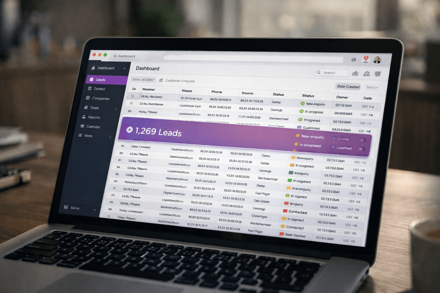 Large bank of old customer enquiries stored in a business CRM database