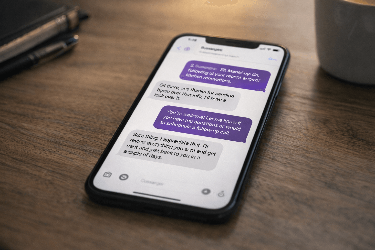 SMS conversation reconnecting with old customer enquiry